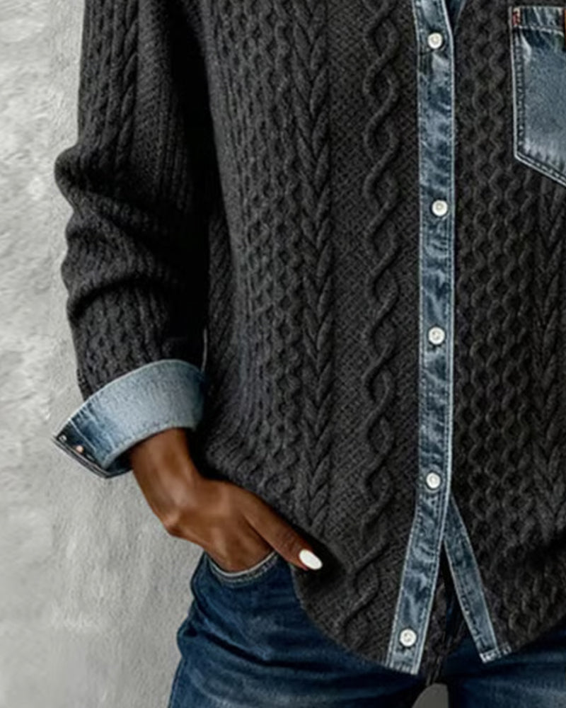 Chemise Manches Longues À Patchwork Jean