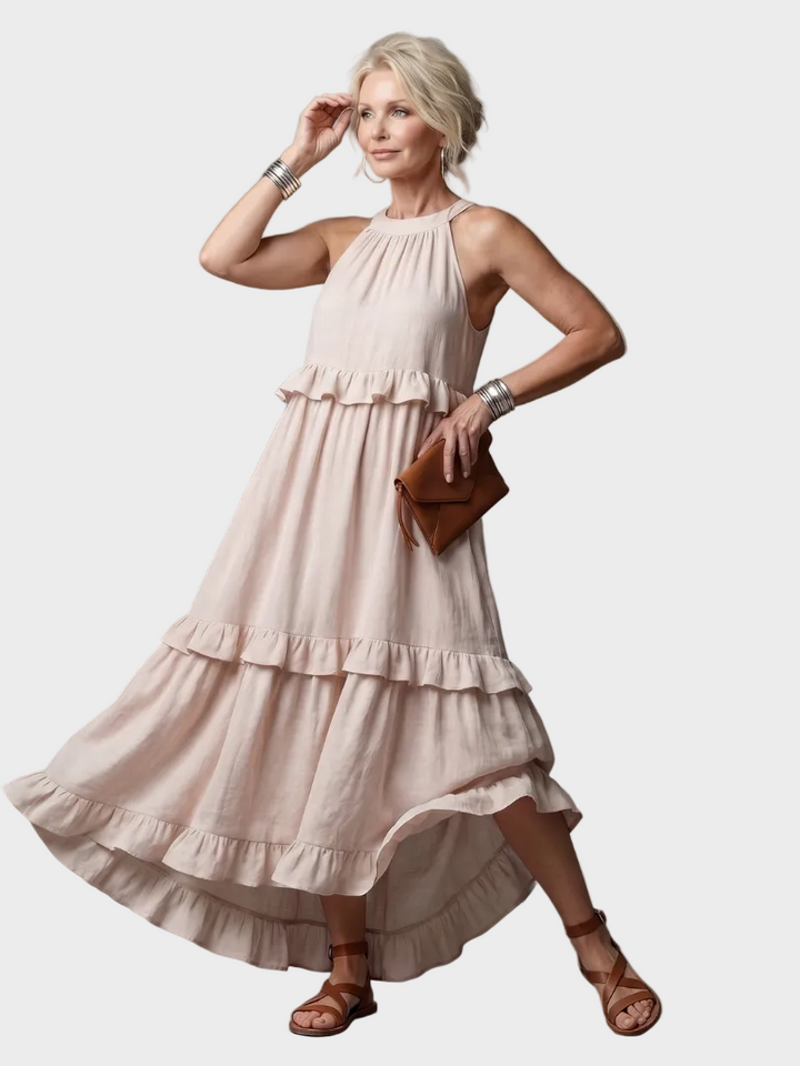 Camille | Robe Maxi Avec Halter et Volants