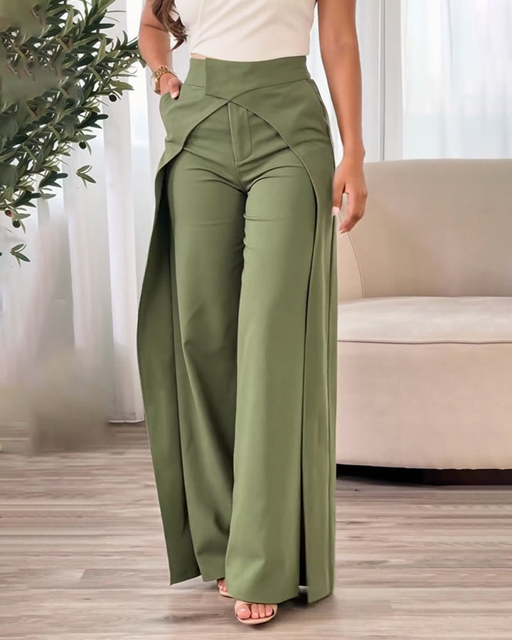Pantalon Design Croisé Décontracté Jambe Large