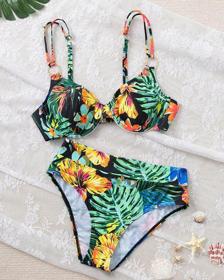Bikini Sexy Imprimé Soutien-Gorge Push-Up Triangle