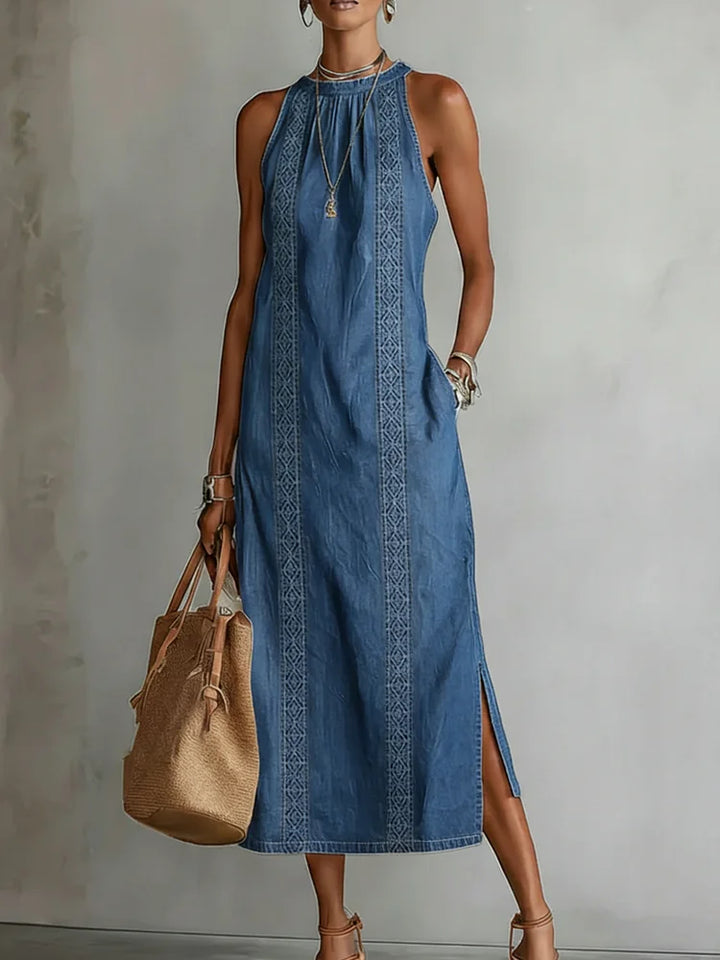 Soline | Robe en denim à dentelle rétro