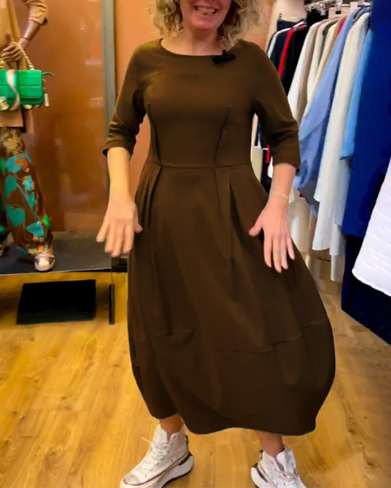 Robe à col rond et manches 2/3