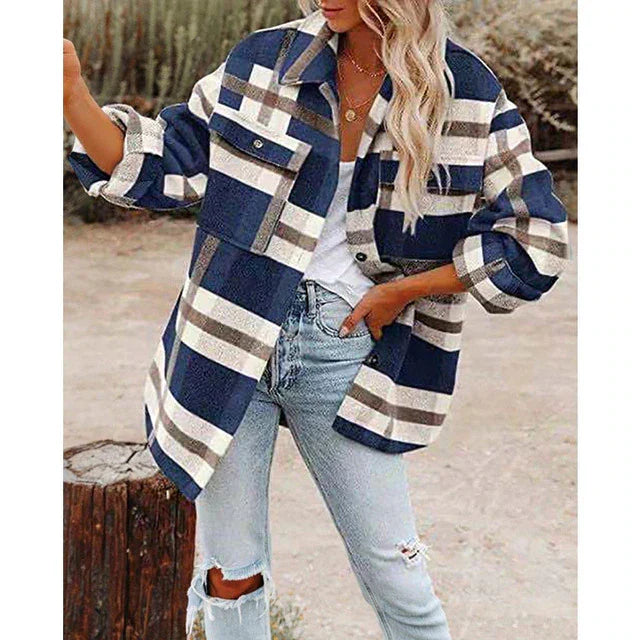 Hilde | Veste à carreaux à coupe classique en grande taille pour femme