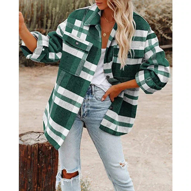Hilde | Veste à carreaux à coupe classique en grande taille pour femme