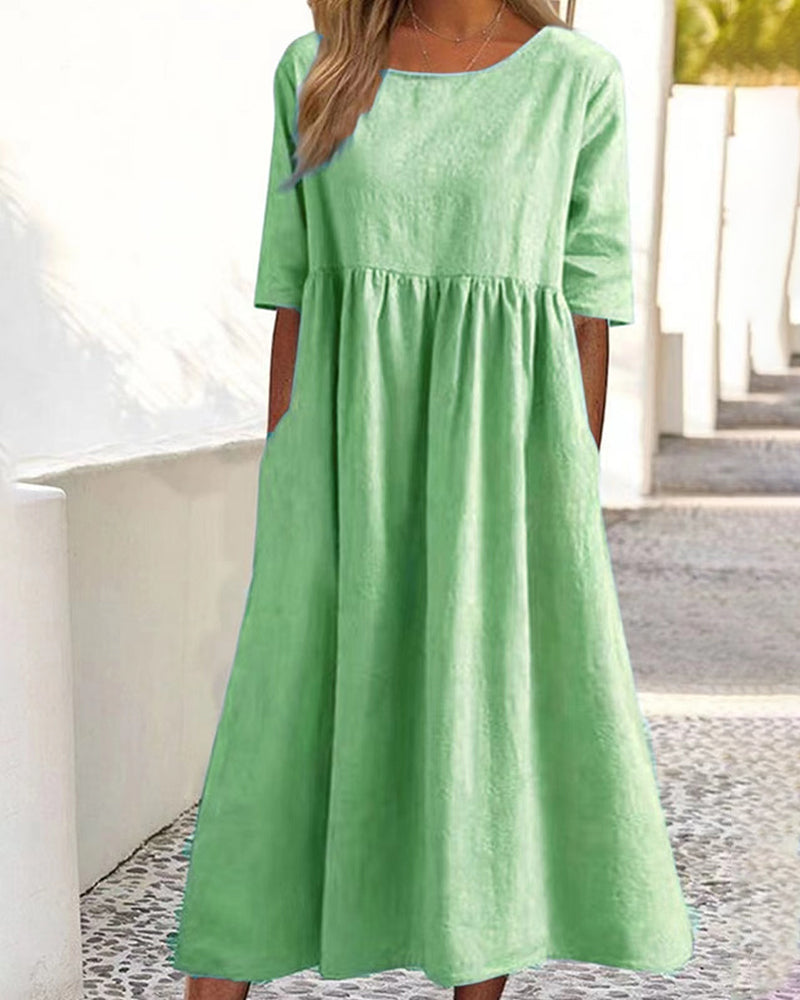 Robe unie en coton lin