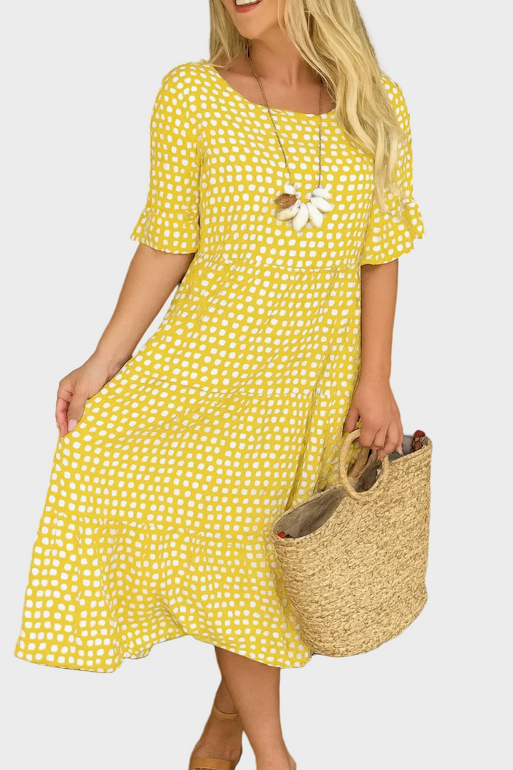 Robe Midi à Manches Courtes