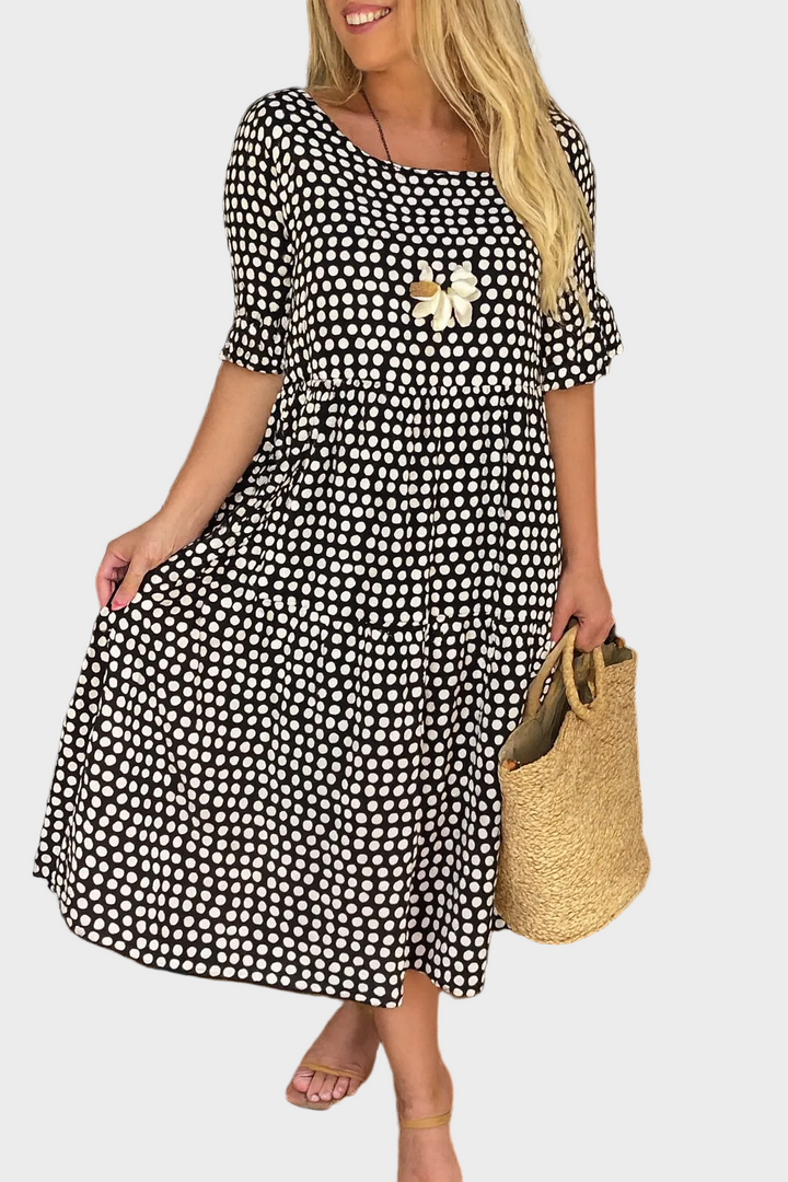 Robe Midi à Manches Courtes