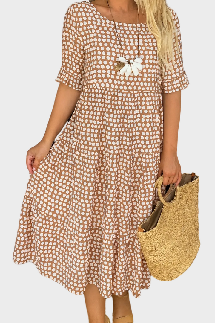 Robe Midi à Manches Courtes