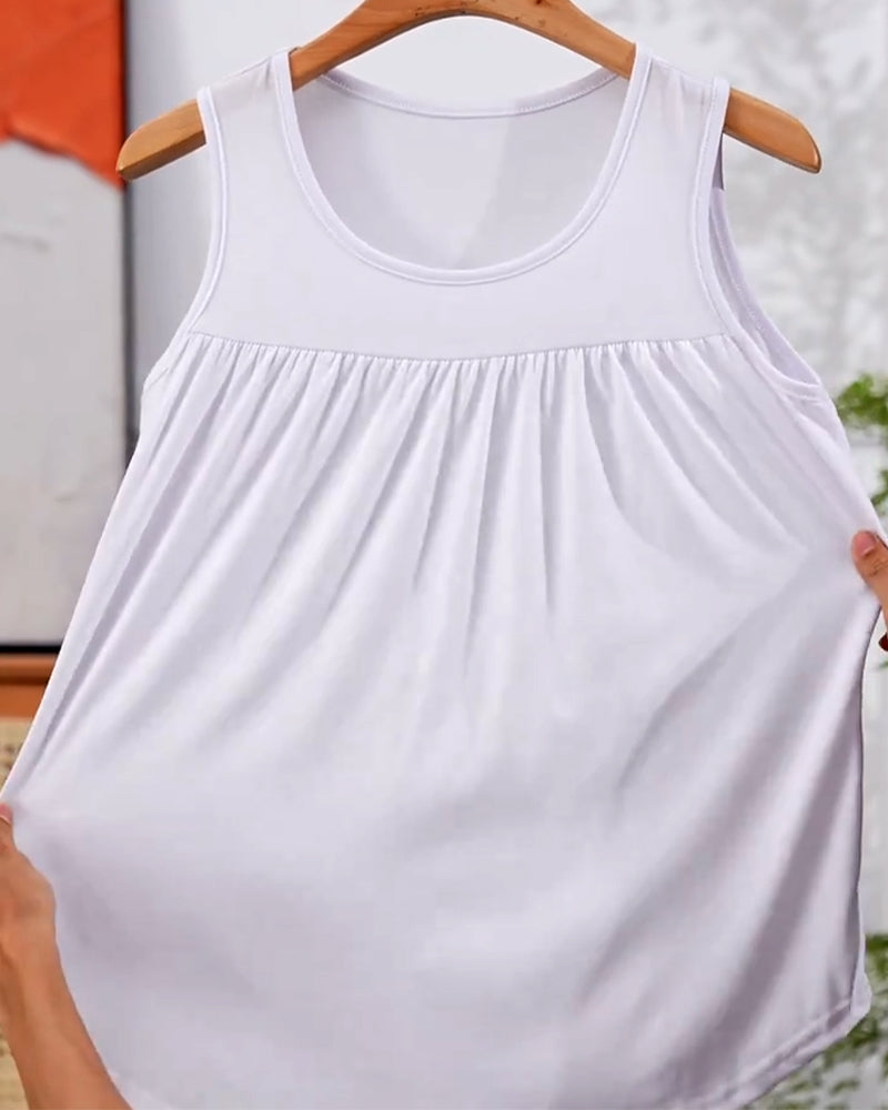 Ensemble Trois Pièces Sans Manches Plissé Veste Ample