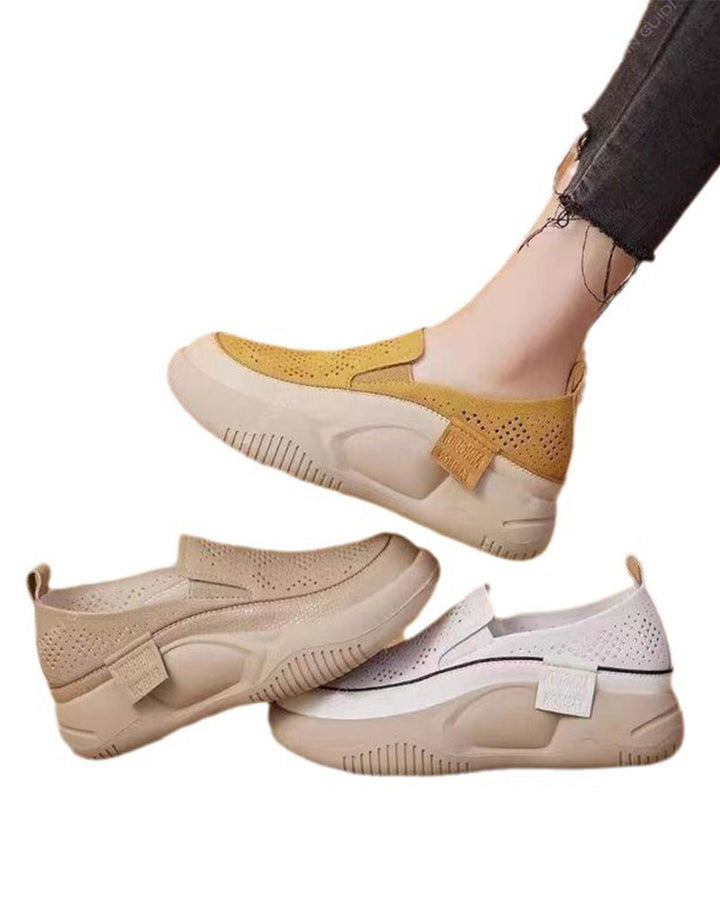 Chaussures Semelle Épaisse Femme Évidé Mocassins Bout Rond Capuchon