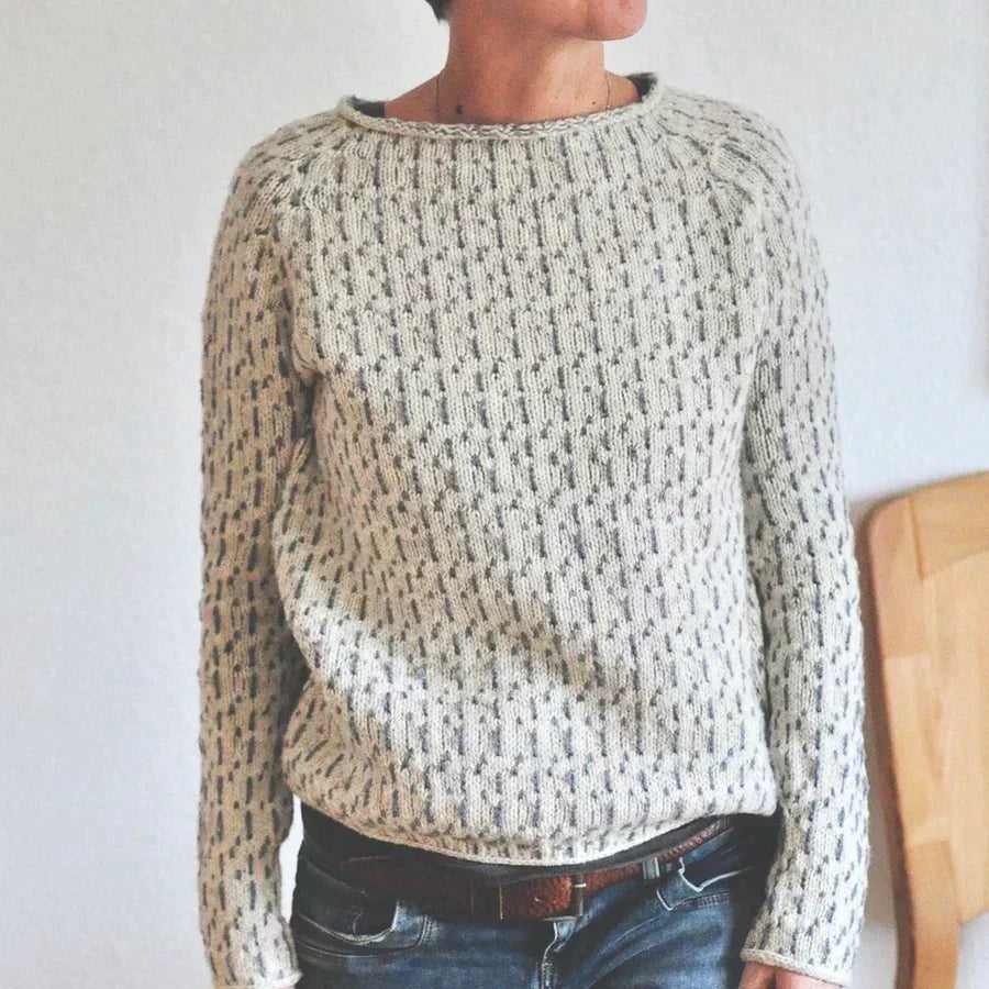 Liesbeth | Pull en maille gris élégant à manches longues pour femme
