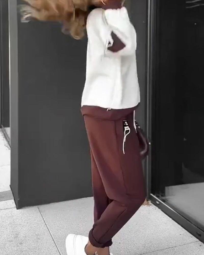 Ensemble Sweat-Shirt Et Jogging Color Block