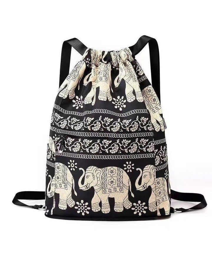 Sac à bandoulière avec cordon de serrage de style ethnique