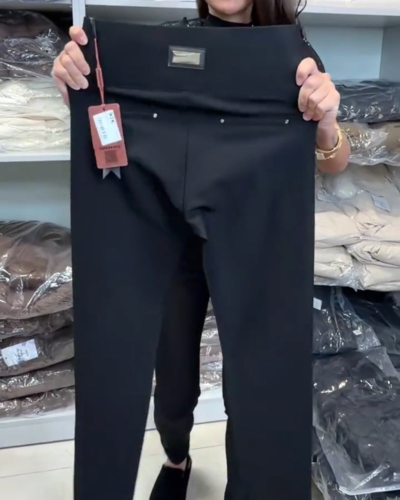 Pantalon Élégant À Cordon Et Taille Élastique