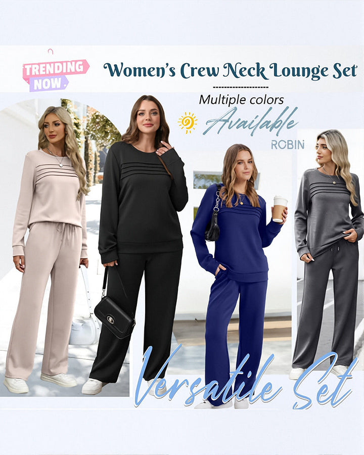 Set Haut à Col Rond pour Femme et Pantalon à Cordon