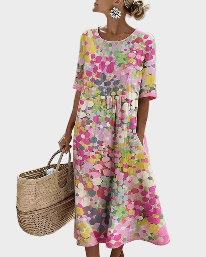 Élise | Robe midi fluide et légère à motif floral