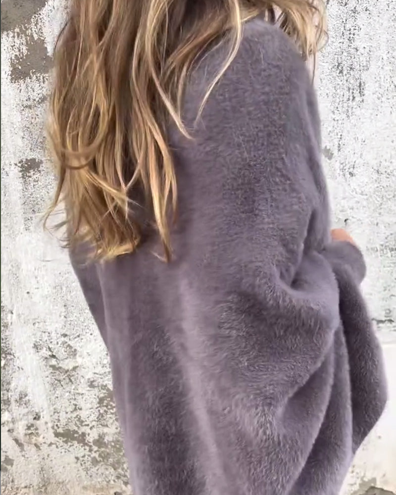 Cardigan décontracté à franges de couleur unie