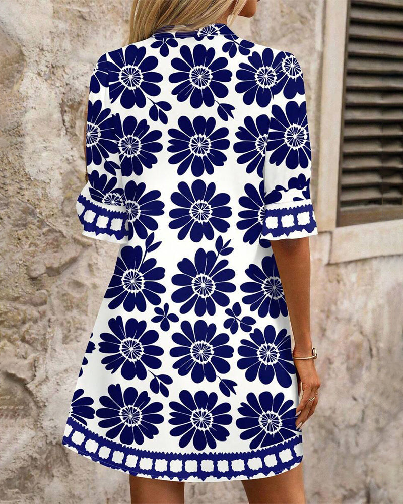 Robe Droite Élégante avec Imprimé Floral