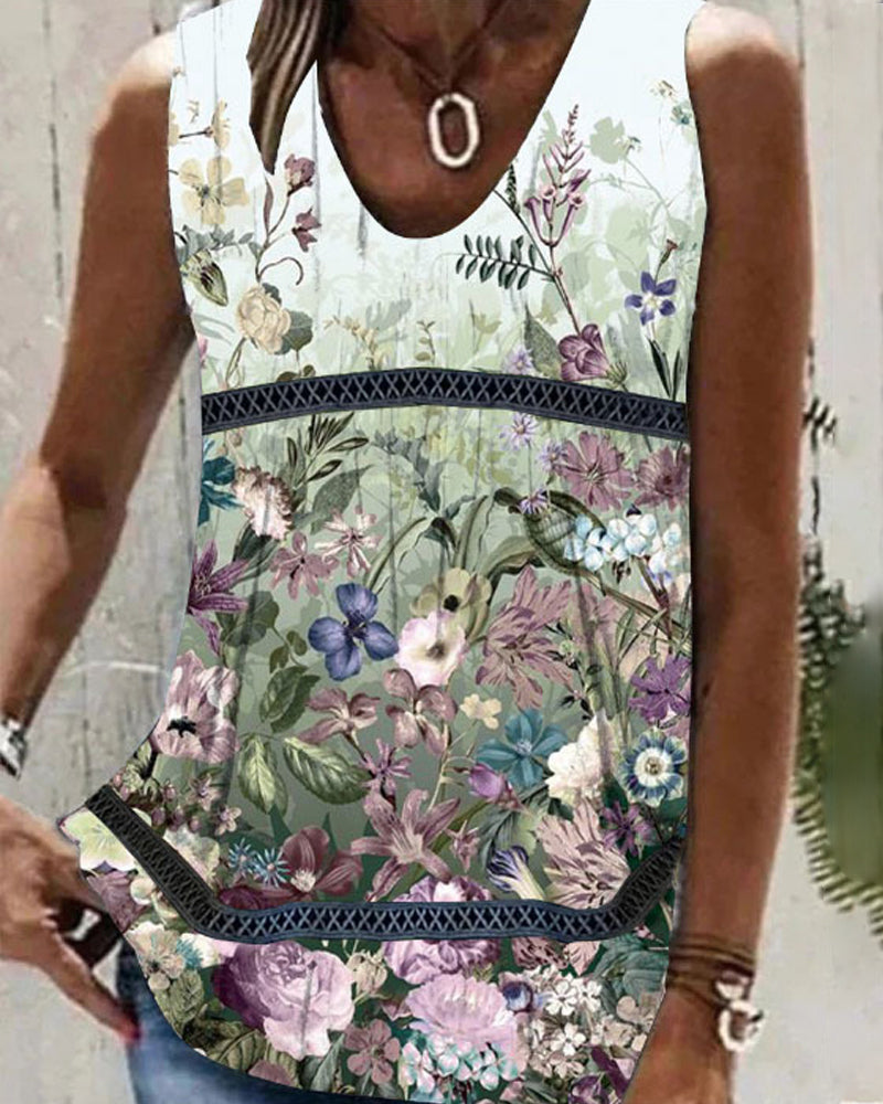 Débardeur à imprimé floral et cachemire