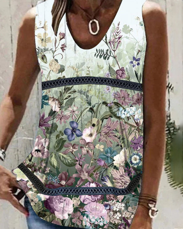 Débardeur à imprimé floral et cachemire