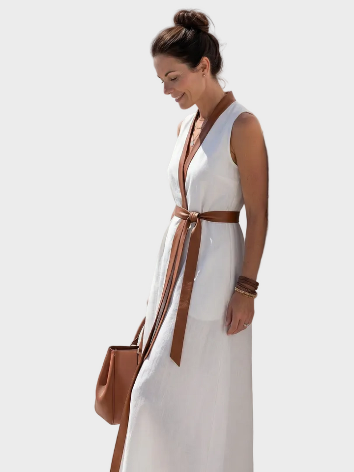 Manon | Robe Midi avec Détail Contrasté