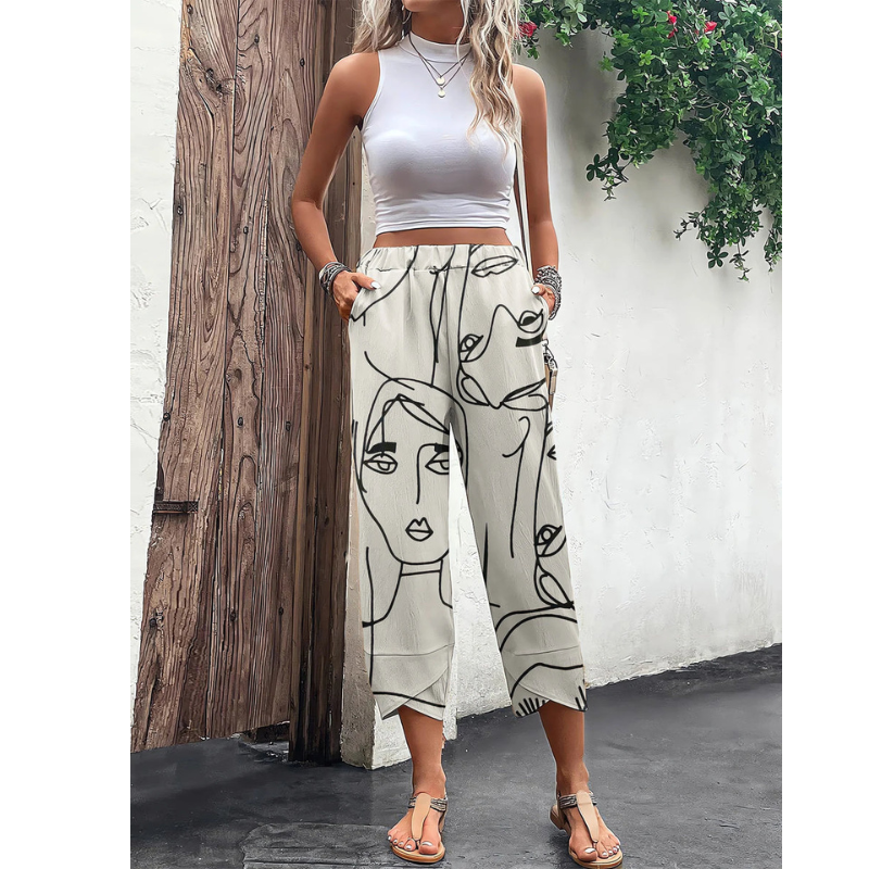 Tabea | Pantalon pour femme à imprimé abstrait