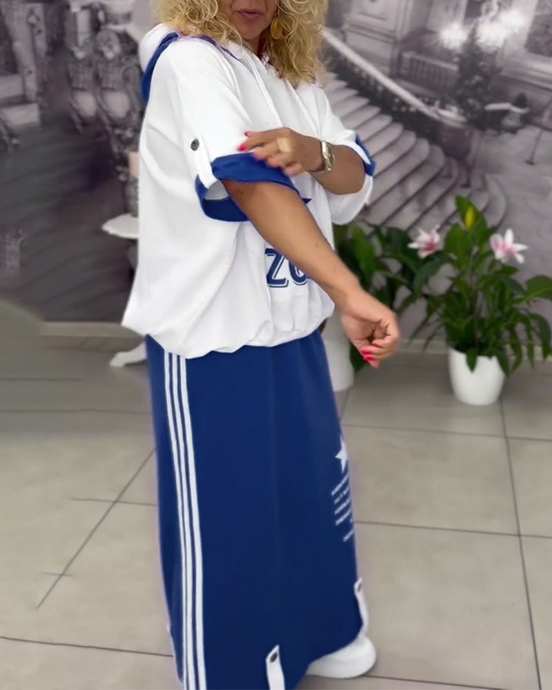 Ensemble À Capuche Cordon Jupe Imprimée