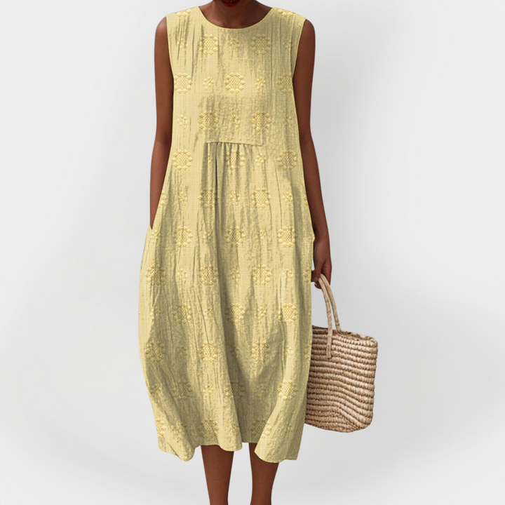 Robe sans manches en coton élégante avec poches