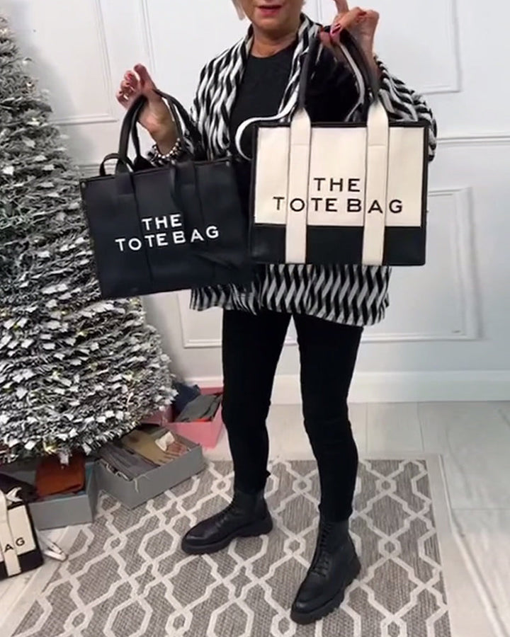 Sac fourre-tout tendance avec coutures bicolores