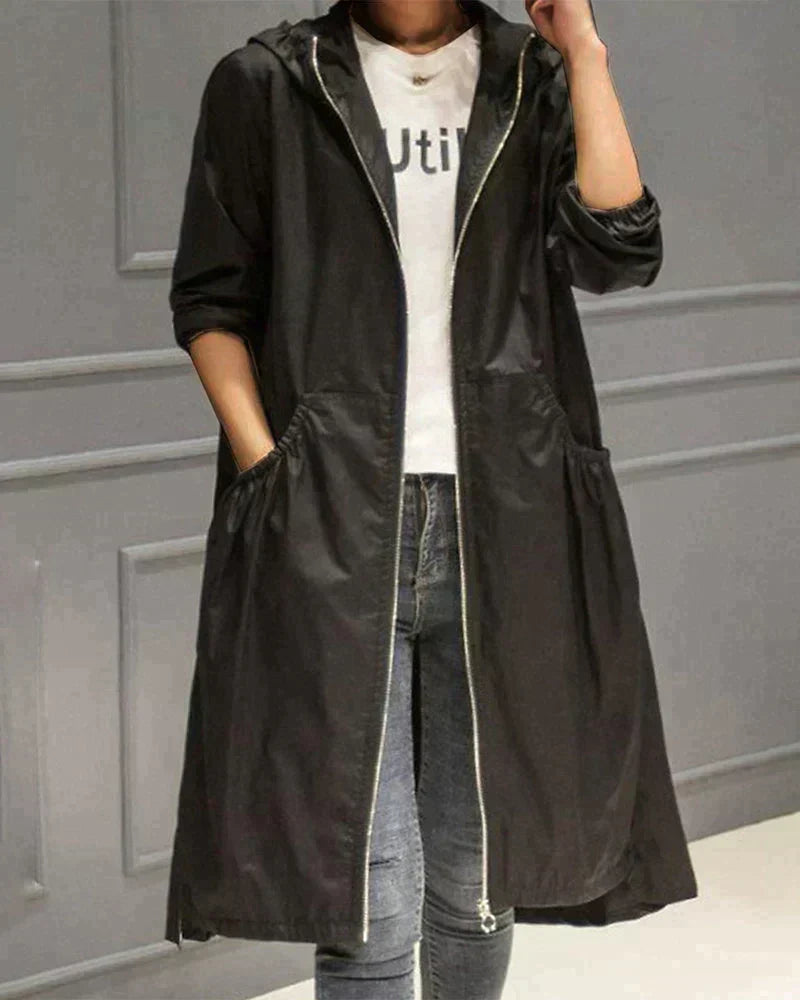 Klarissa | Manteau de pluie long avec capuche pour femme