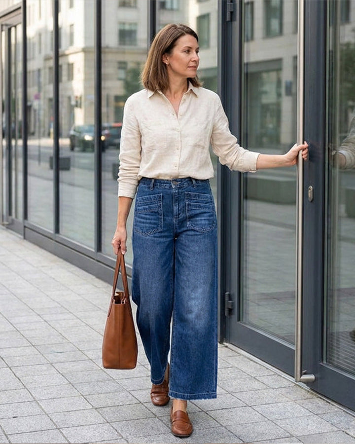 Pantalon Femme Décontracté Taille Haute Jambe Large