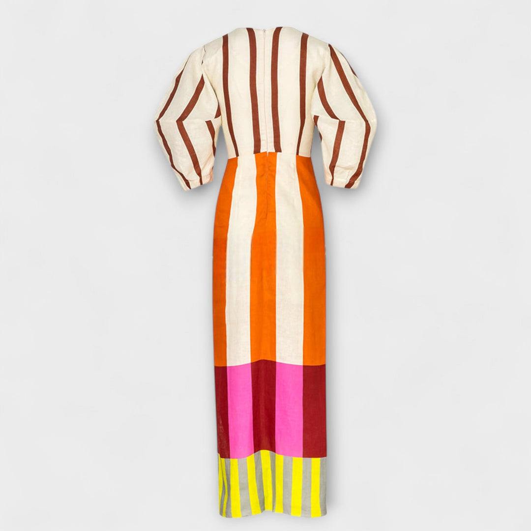 Camille | Robe maxi avec décolleté et manches bouffantes