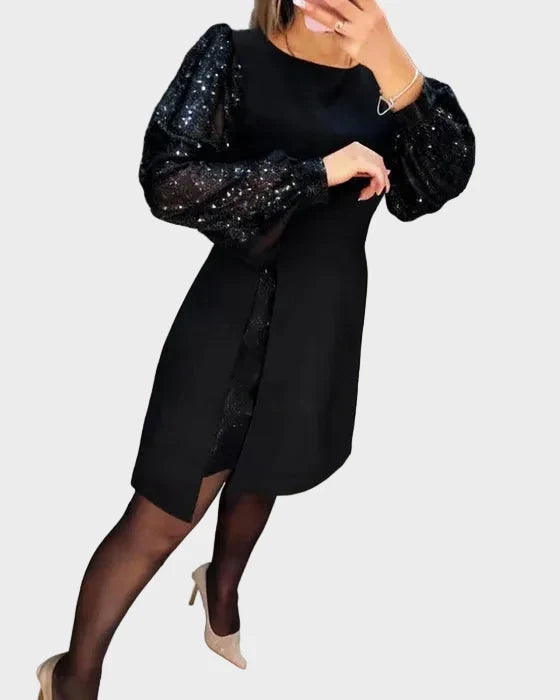 Camille | Robe élégante aux manches bouffantes scintillantes
