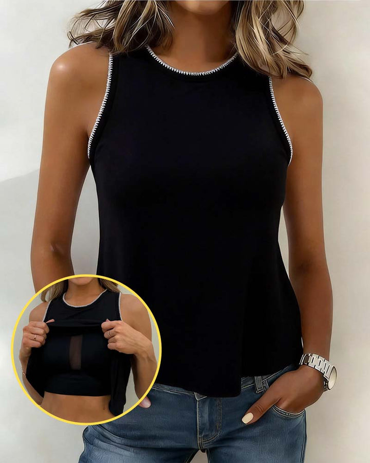 Débardeur Ajusté Sans Manches Avec Soutien-Gorge Intégré Et À Blocs De Couleurs