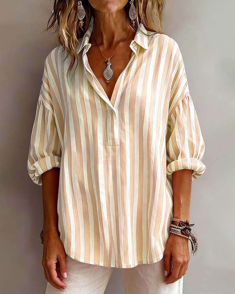 Blouse Rayée Ample À Col