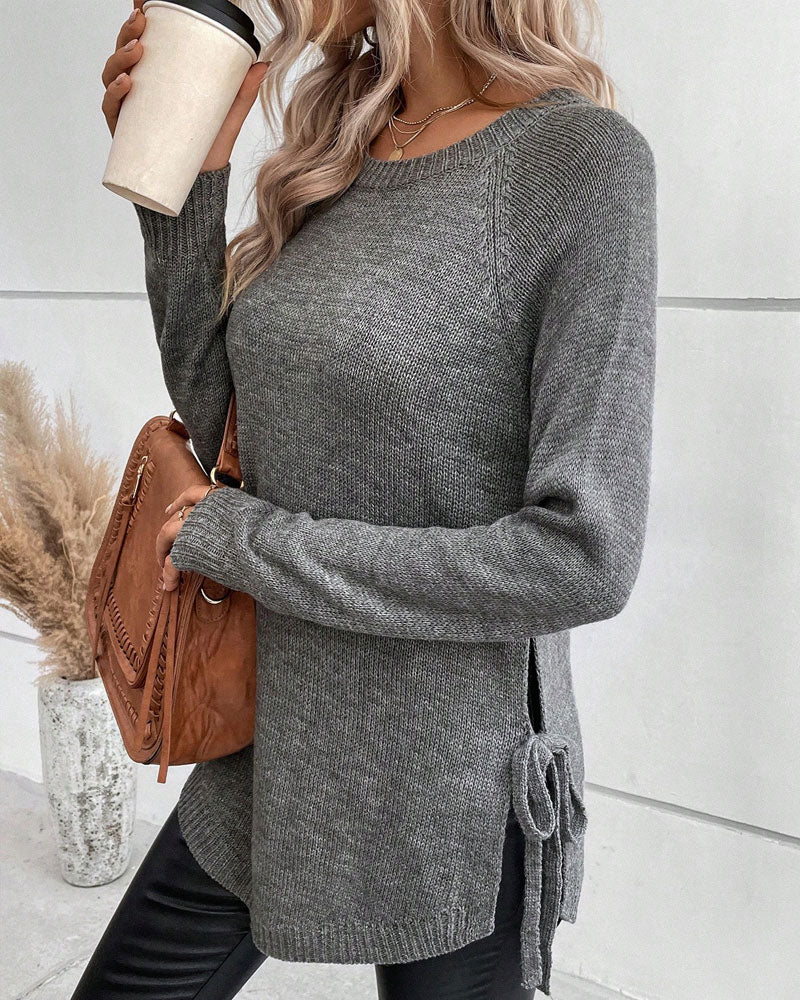 Pull Avec Manches Raglan Et Design De Nœud Latéral