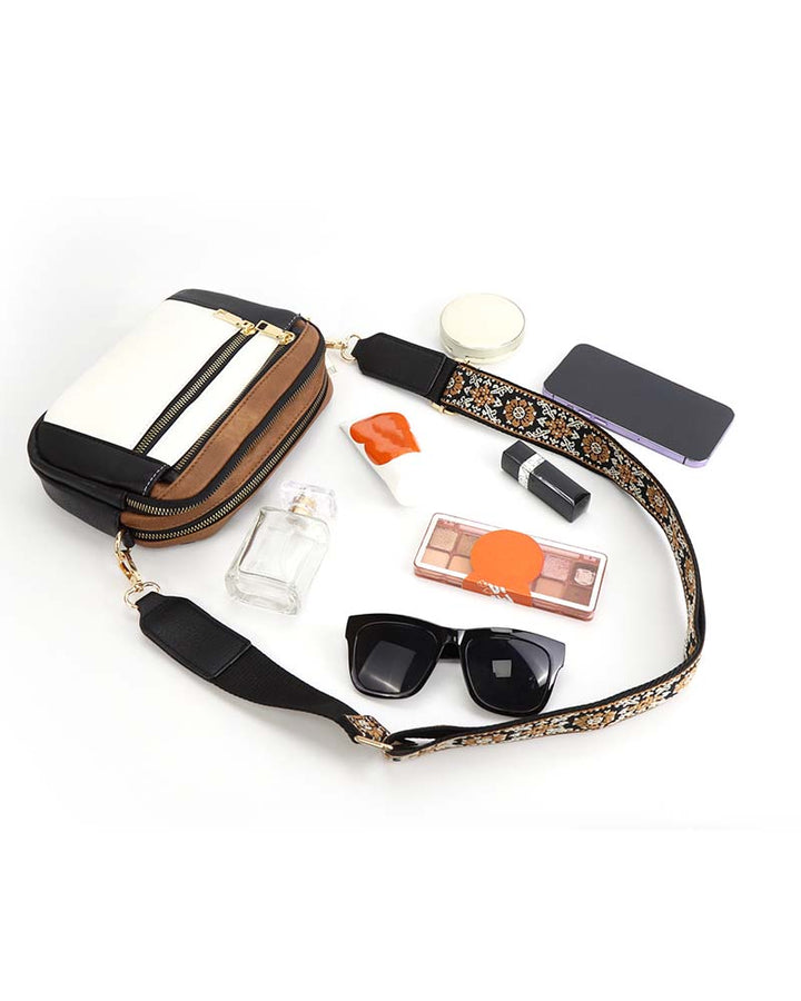 Sac bandoulière zippé multifonctionnel