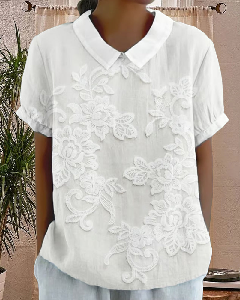 Blouse Avec Col Imprimé Uni