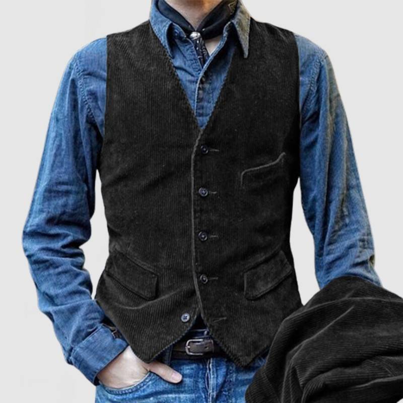 Blazer en velours côtelé vintage avec gilet pour homme