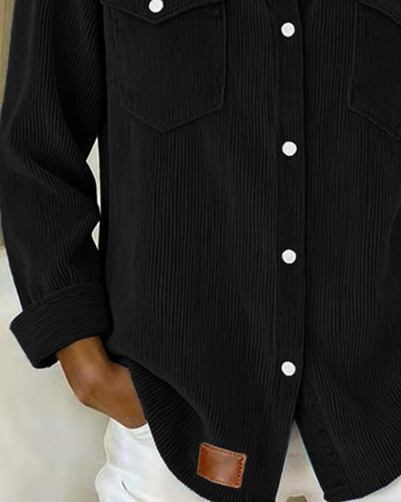 Chemise À Manches Longues À Revers Et Boutonnée