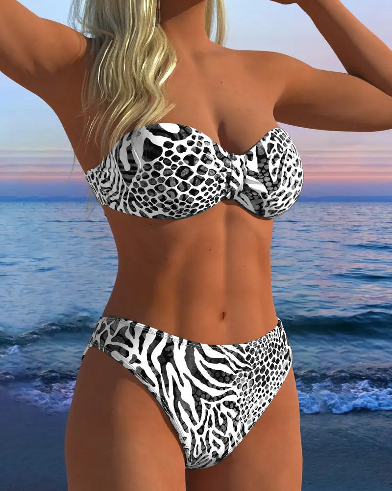 Maillot De Bain Sexy Imprimé Léopard Deux-Pièces