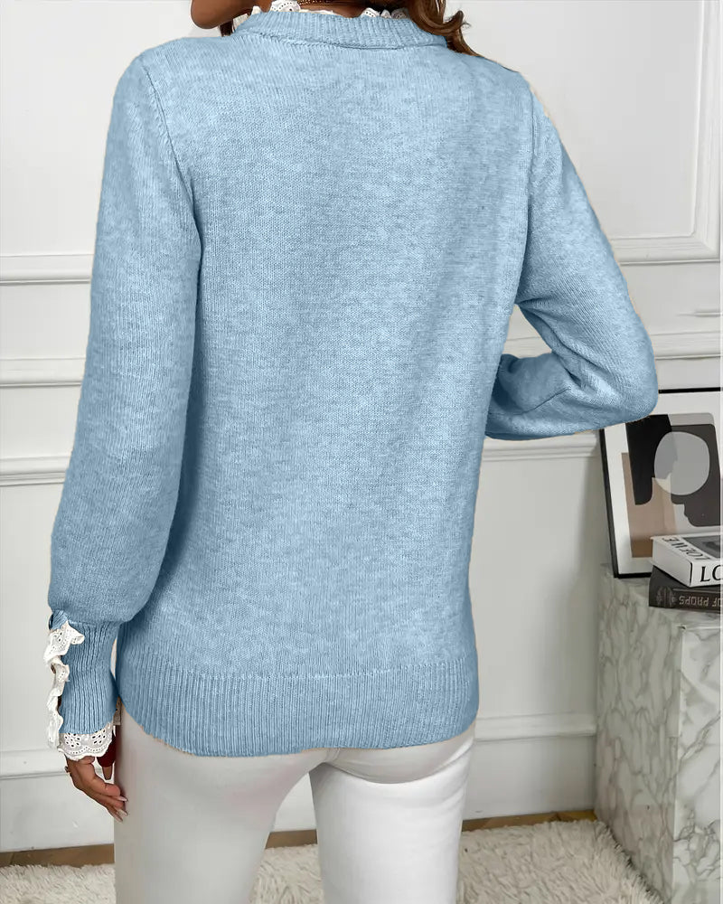 Pull Élégant Orné De Dentelle