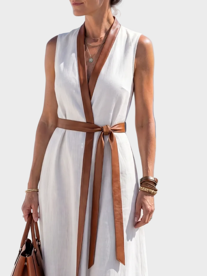 Manon | Robe Midi avec Détail Contrasté
