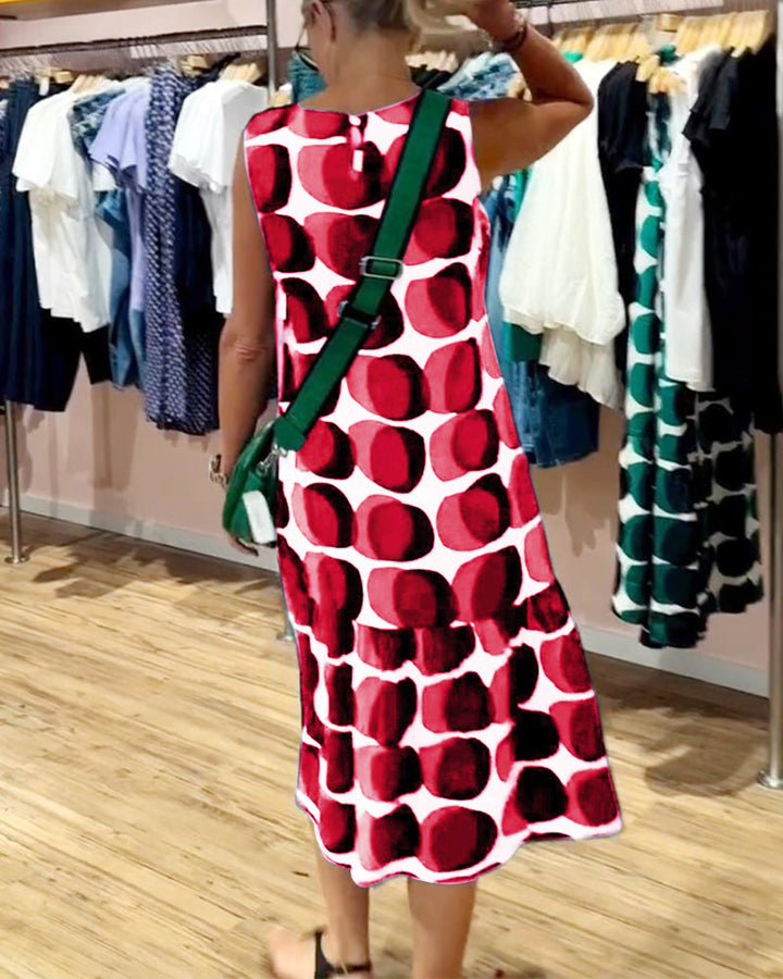 Robe imprimée sans manches à col rond