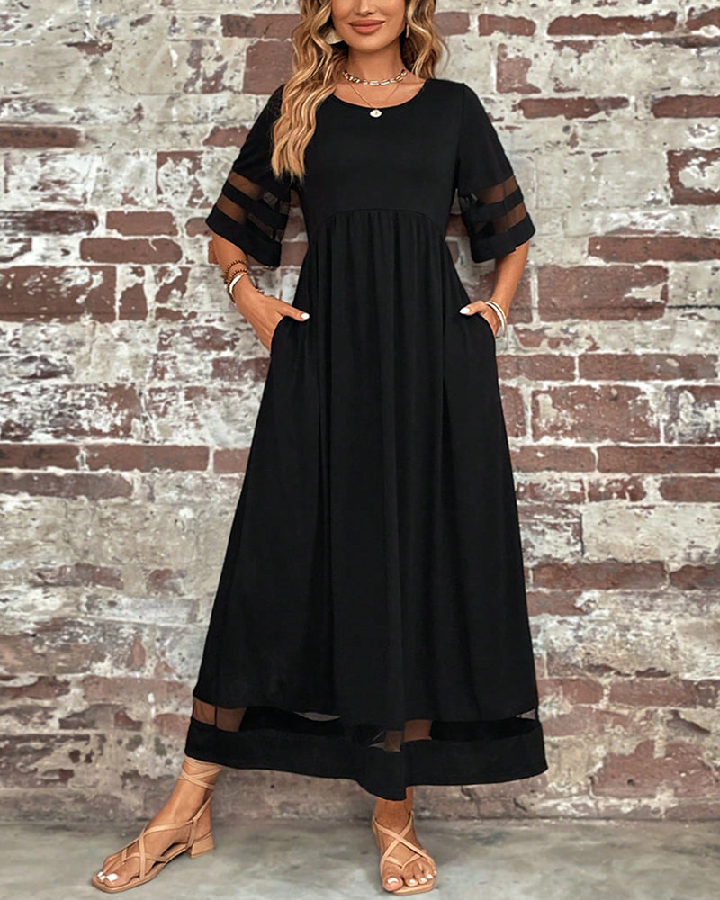 Robe élégante à Manches Mi-Longues Et Col Rond Décontracté