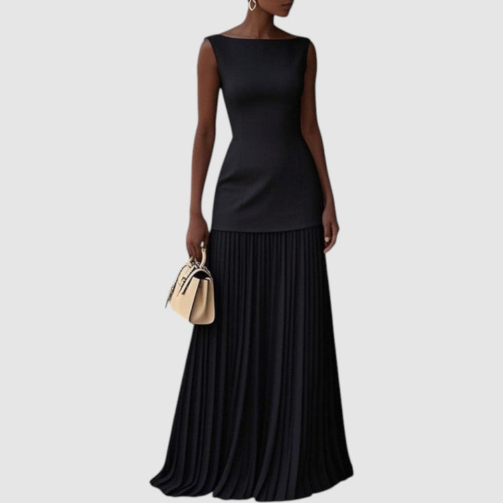 Capucine | Robe maxi sans manches avec motif plissé