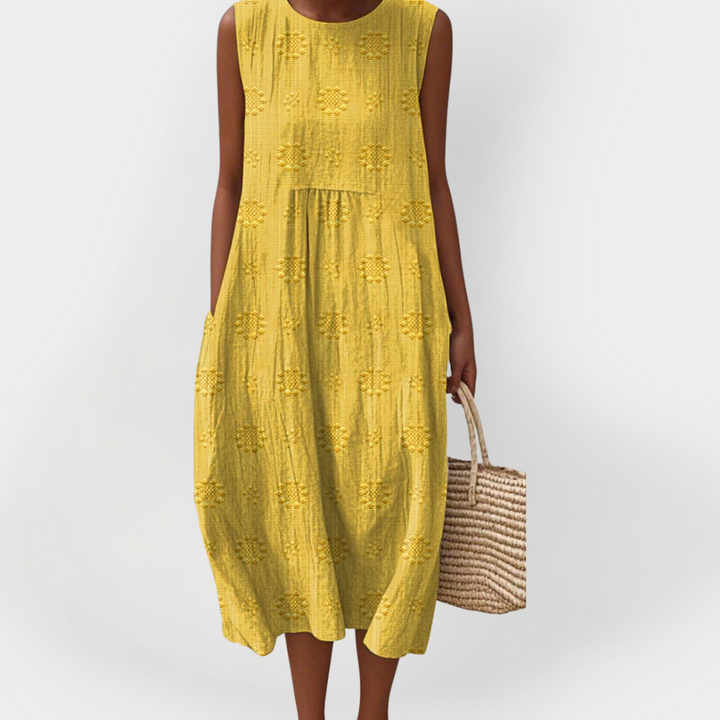 Robe sans manches en coton élégante avec poches