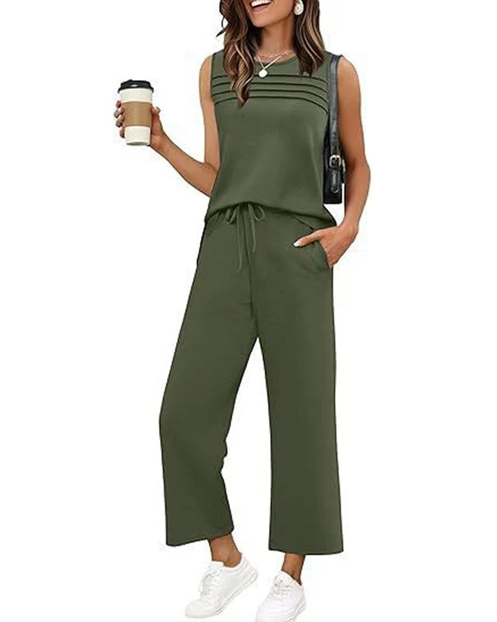 Ensemble Deux Pièces Top Gilet Plissé