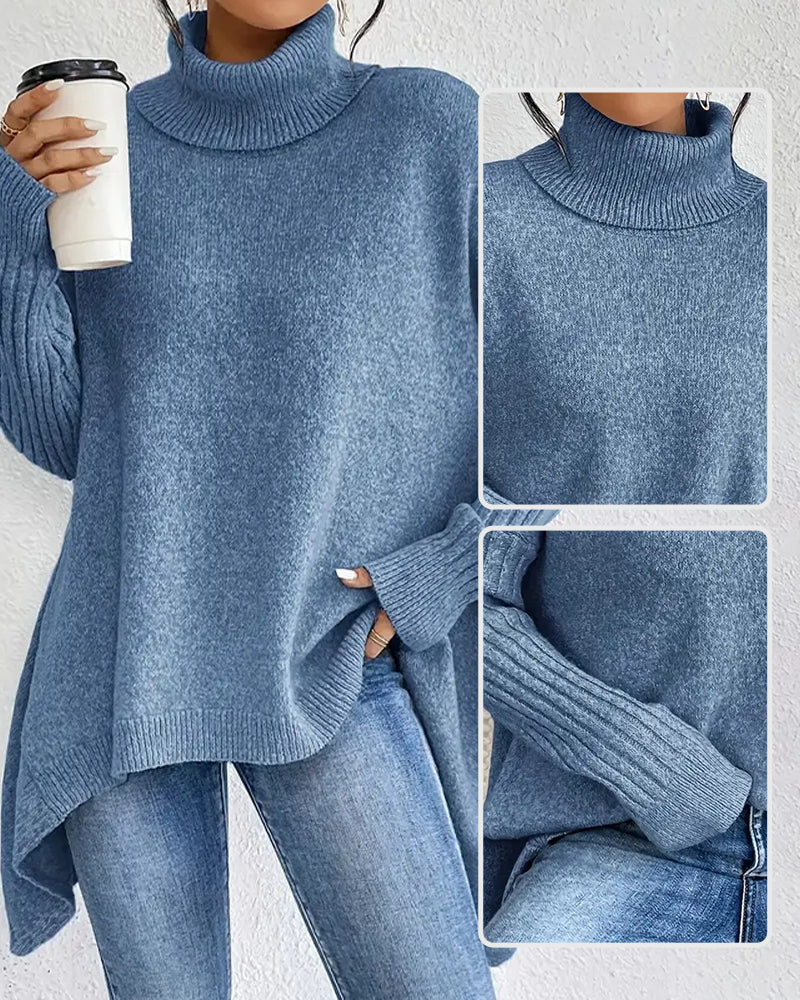 Pull Ample à Col Montant Asymétrique