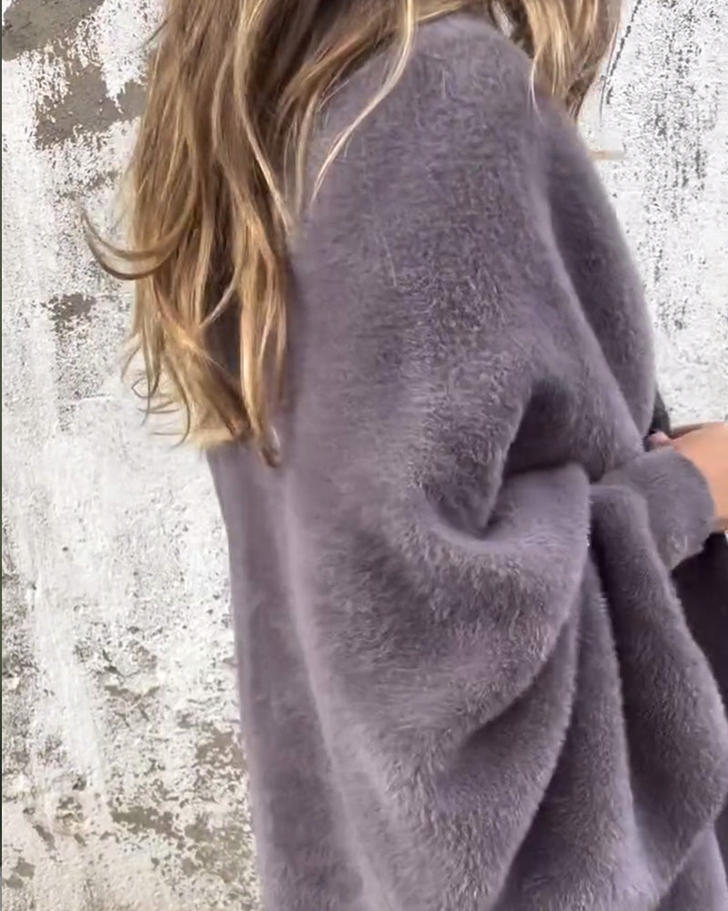 Cardigan décontracté à franges de couleur unie